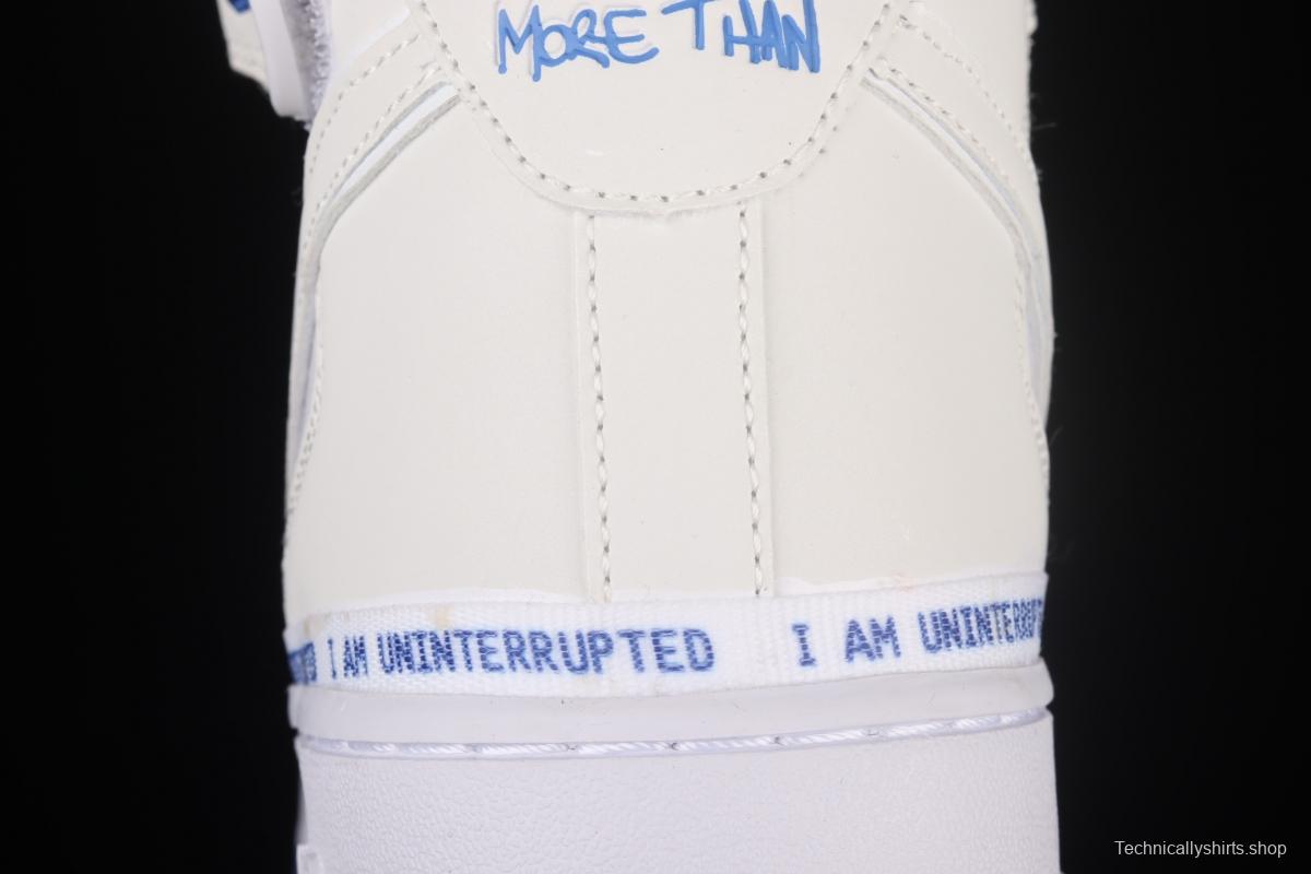 NIKE Air Force 1x 07 Mid x Uniterrupted white and blue graffiti James co-signed the same 3M reflective medium side leisure sports board shoes CT1206-600