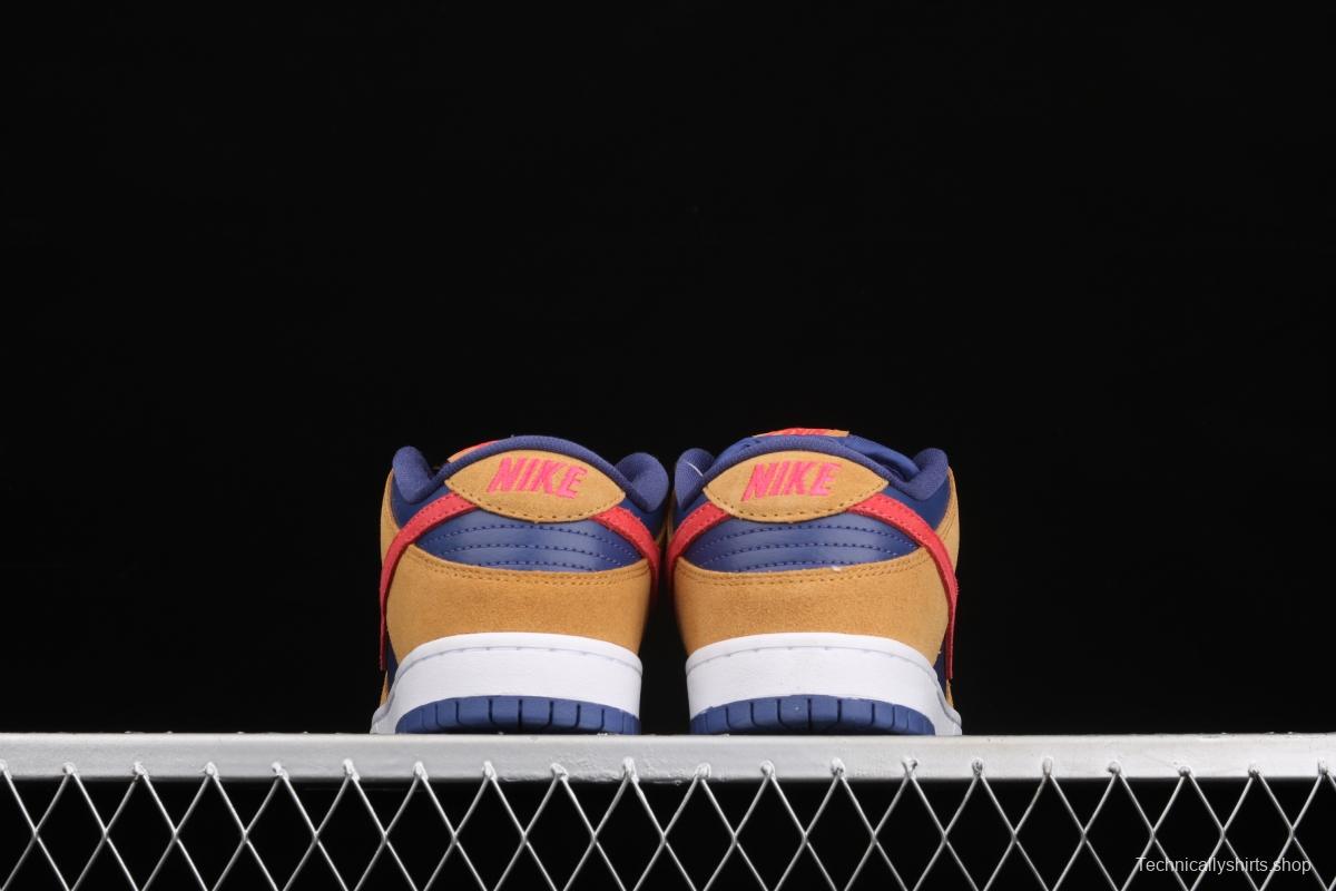 NIKE SB DUNK Low SB shredded backboard dark brown white and yellow color matching fashion leisure board shoes BQ6817-700