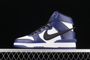 Ambush x NIKE DUNK High joint style black, blue and white high top casual board shoes CU7544-400