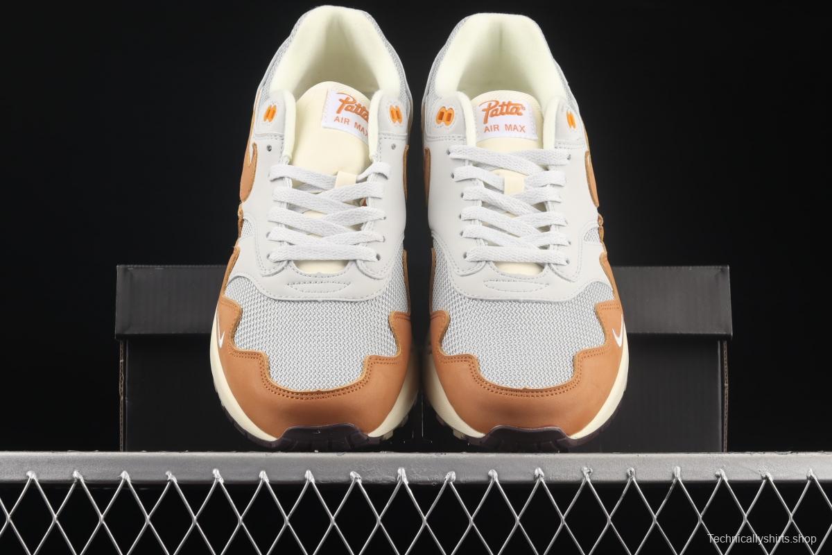 Patta x Nike Air Max 1 joint style suede spliced half-palm air cushion vintage running shoes DH1348-001