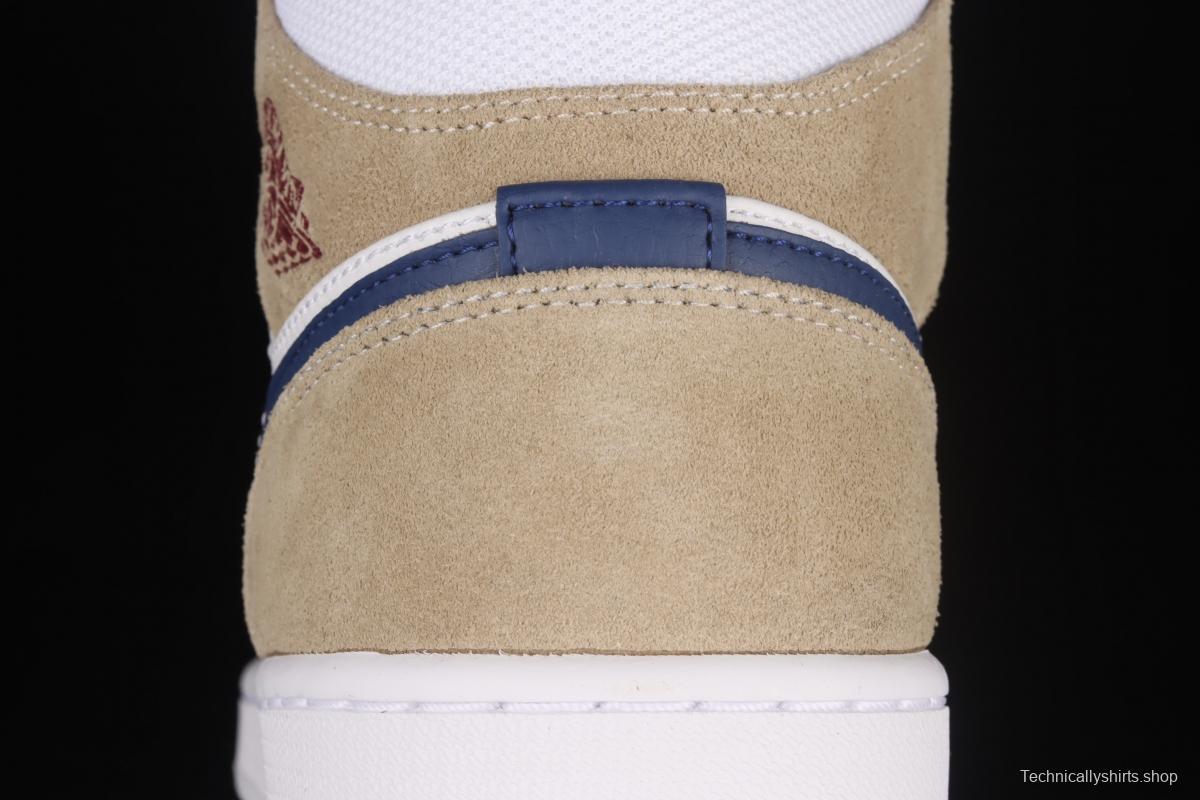 Air Jordan 1 Mid linen cream cultural basketball shoes DO6726-100