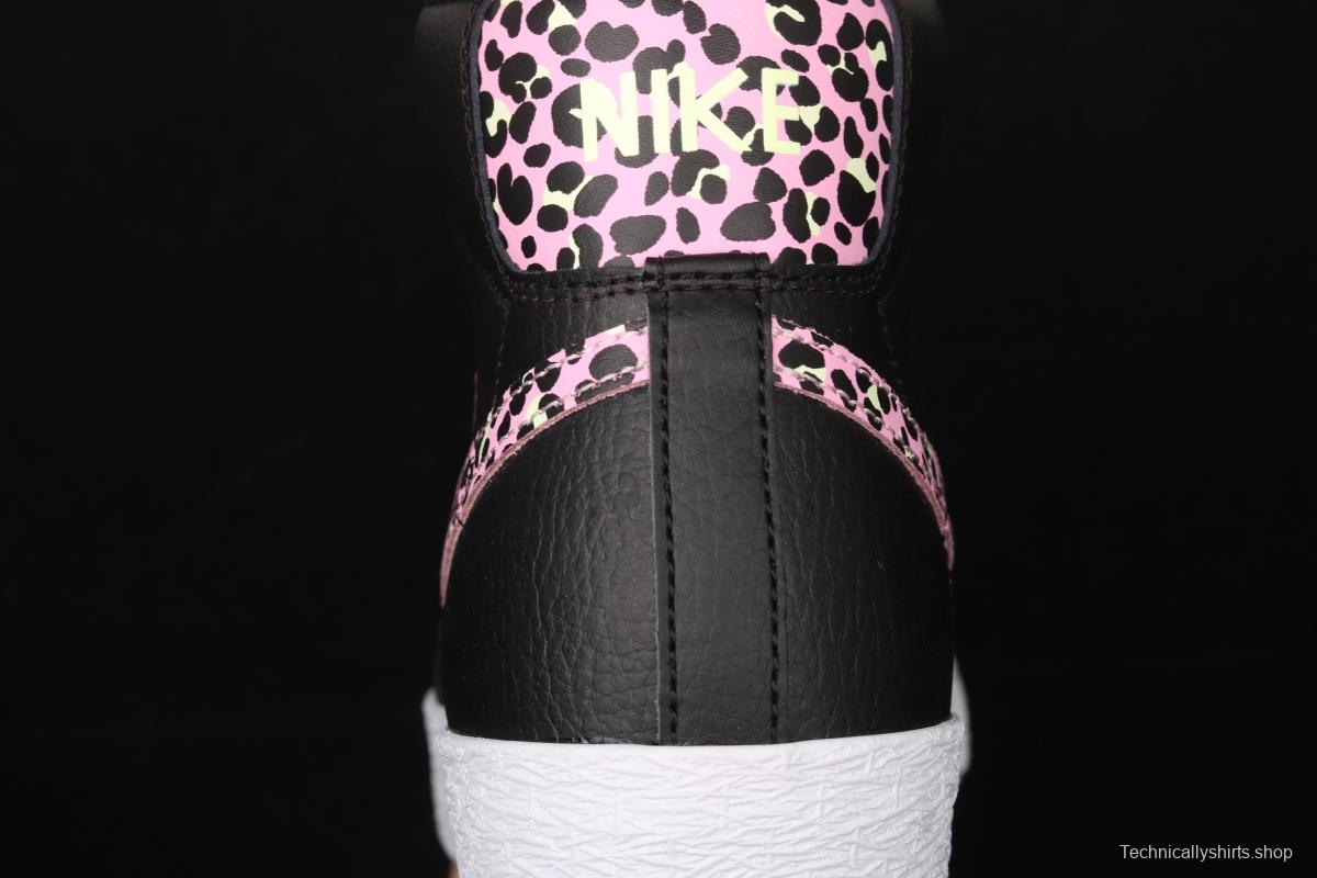 NIKE Blazer Mid GS Trail Blazers Black Pink Leopard Gou High-top Leisure Board shoes DA4674-001