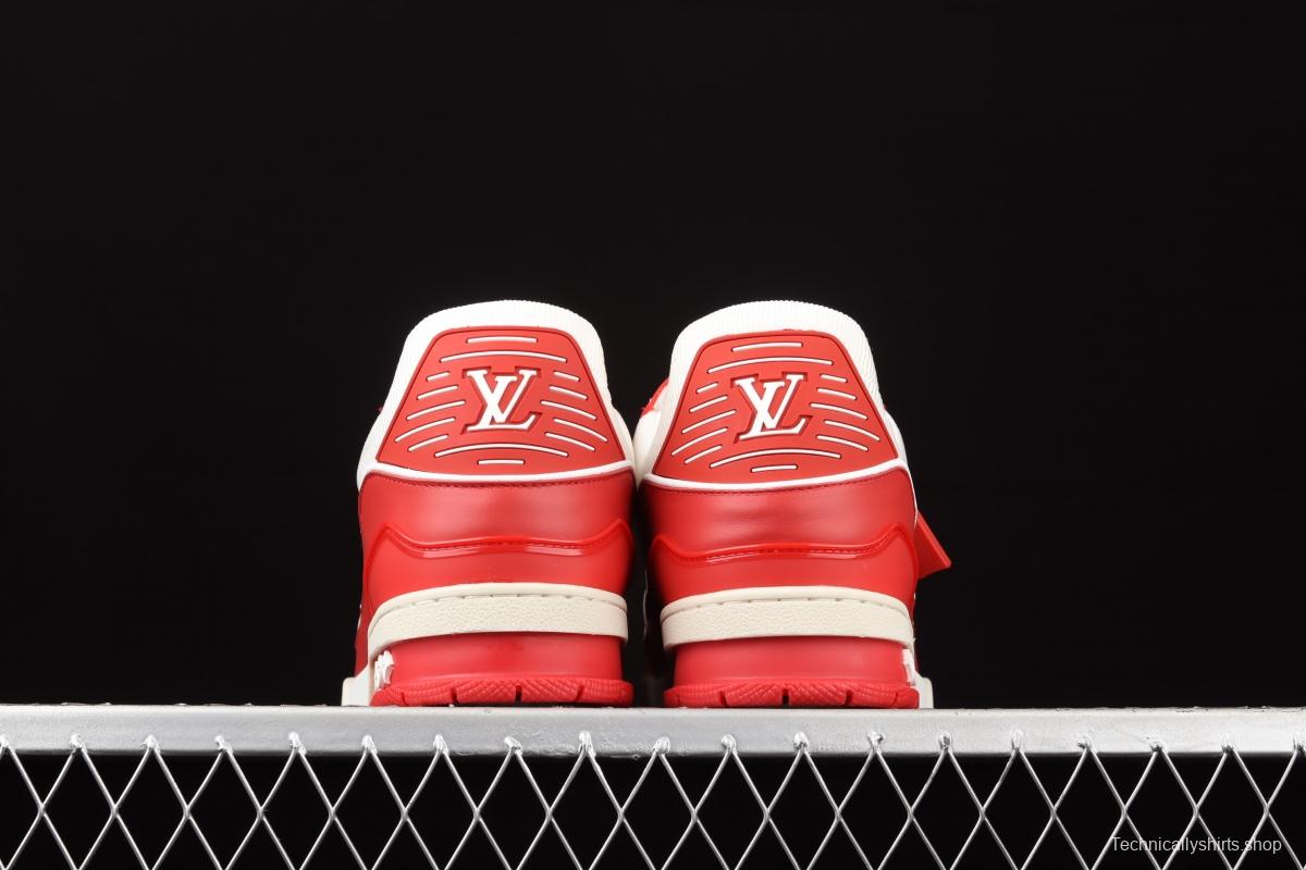 Authentic LV 2021ss early spring fashion catwalk sneakers 410N RED WHITE