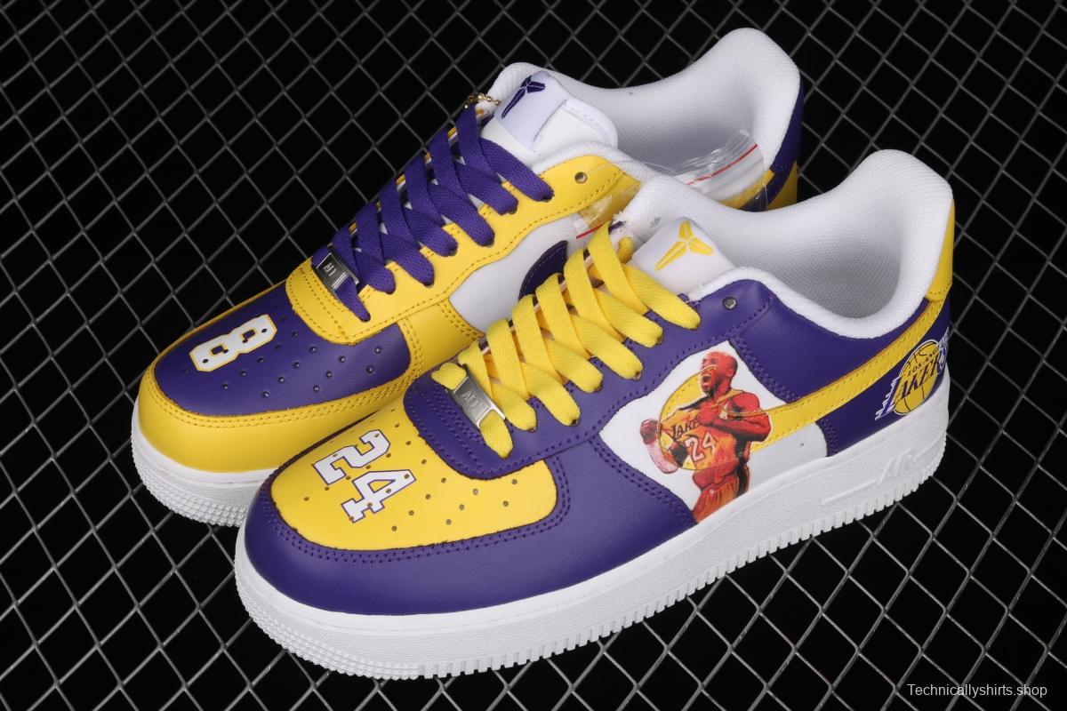 NIKE Air Force 1: 07 co-signed Kobe Bryant Lakers LA white and purple shoes with yellow color low-top casual shoes 315122-118