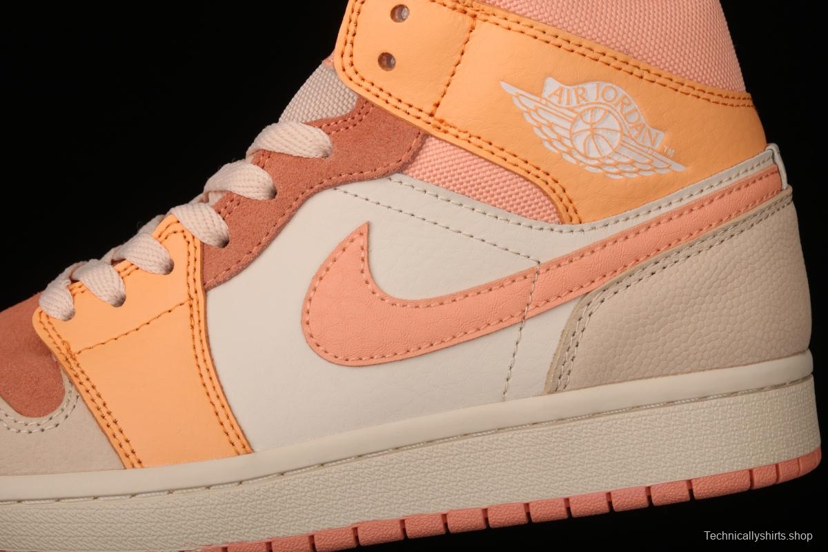 Air Jordan 1 Mid SE Zhongbang Orange Powder splicing Zhongbang Leisure Sports Board shoes DH4270-800