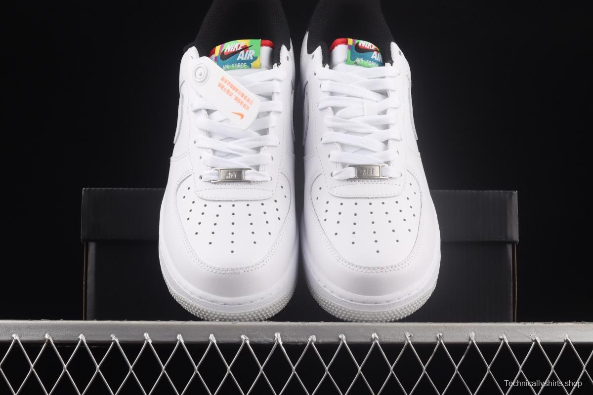 NIKE Air Force 11607 Low Peace Love Swoosh white and black graphic printed low-top casual board shoes DM8148-100