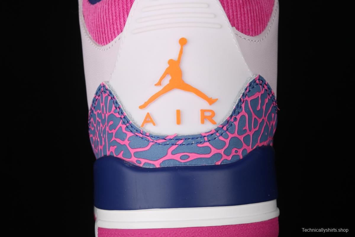 Air Jordan Brand Air Jordan 3 GS AJ3 Joe 3 burst pink and purple front layer basketball shoes 441140-500