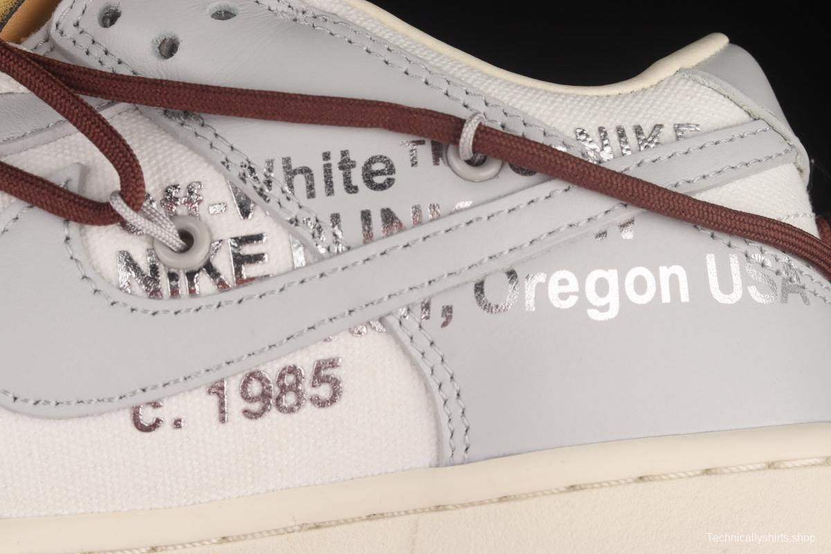 OFF-White x NIKE DUNK Low OW white gray leisure sports skateboard shoes DM1602-102