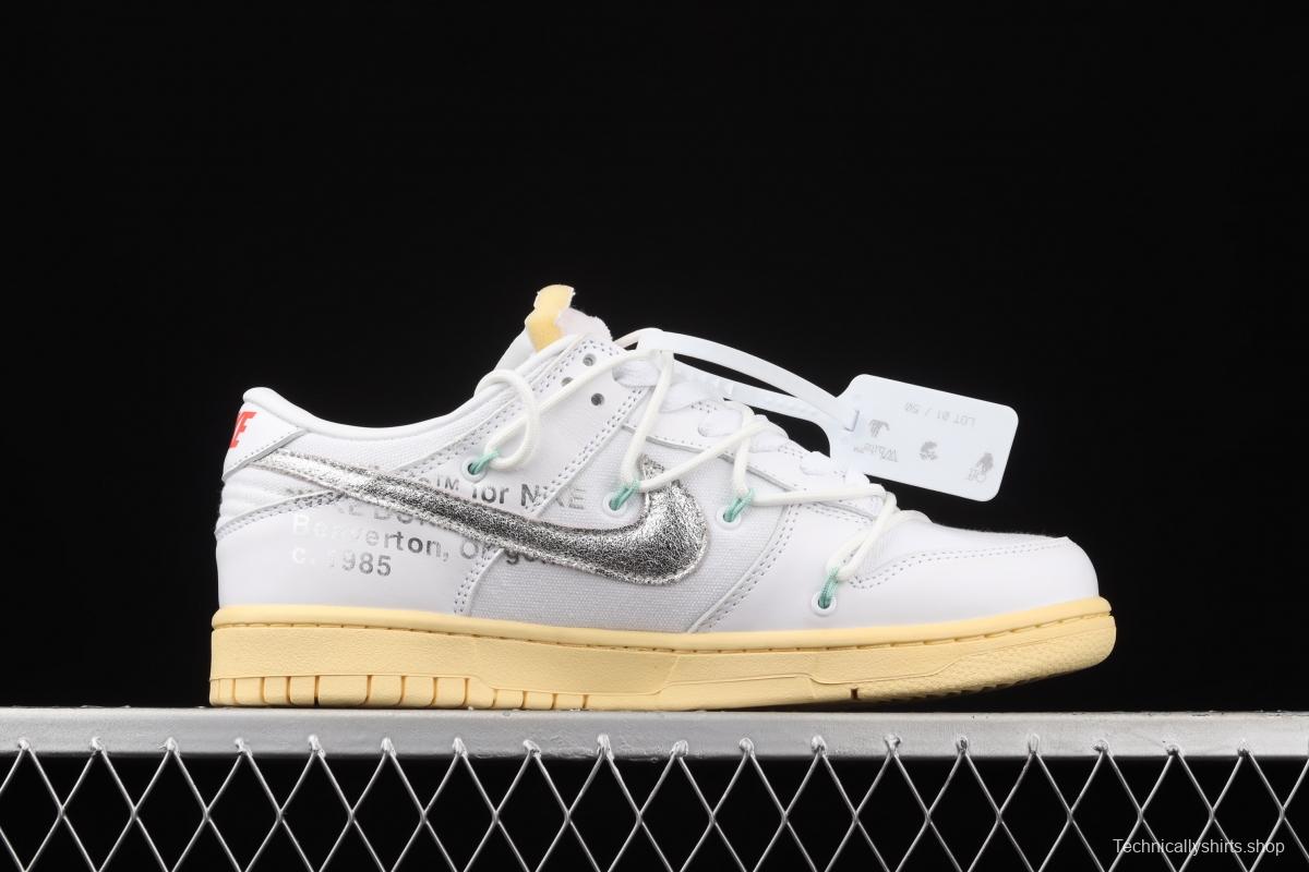 OFF-White x NIKE DUNK Low 04 of 50 OW white gray leisure sports skateboard shoes DM1602-127,