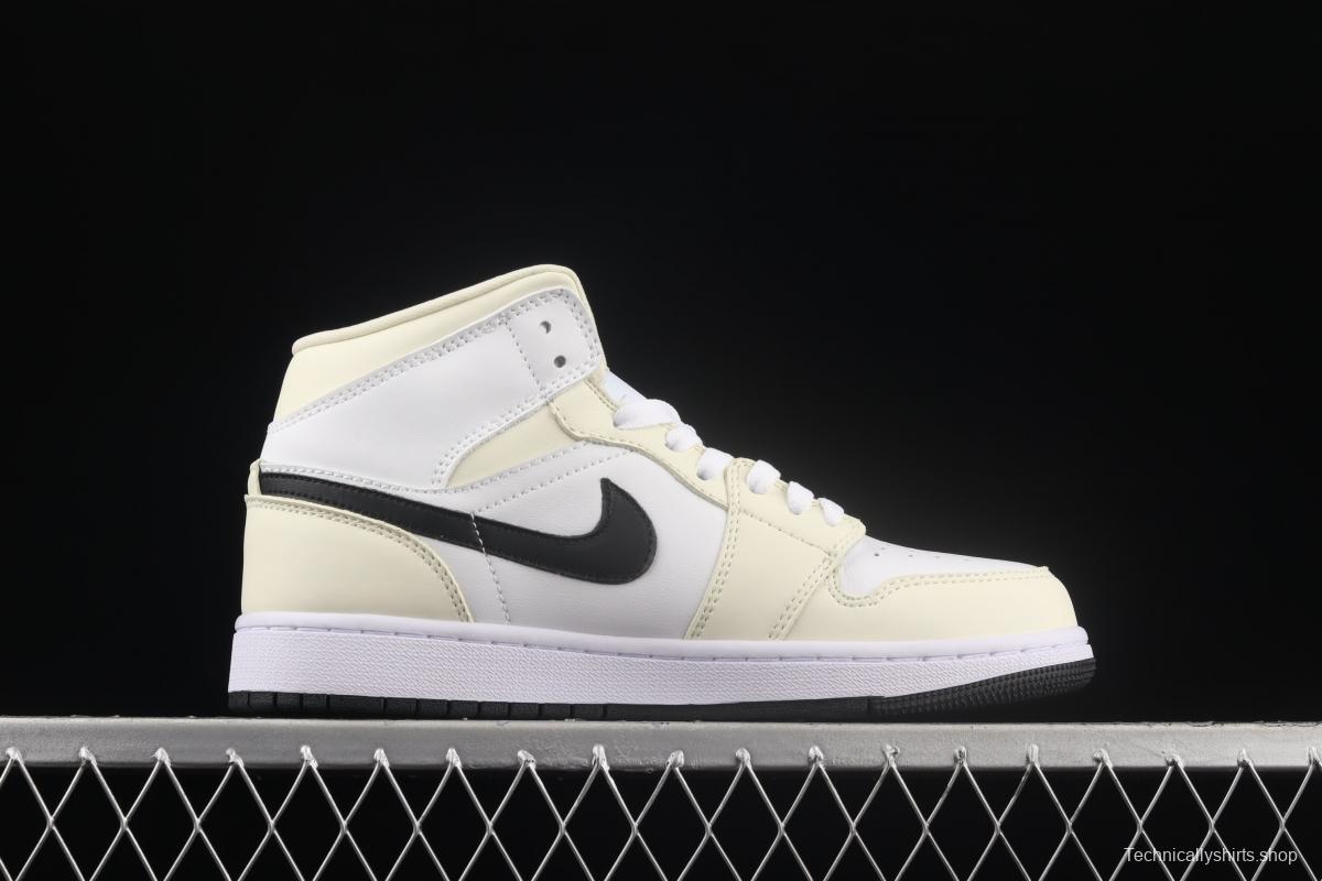 Air Jordan 1 Mid white apricot cream Zhongbang basketball shoes BQ6472-121