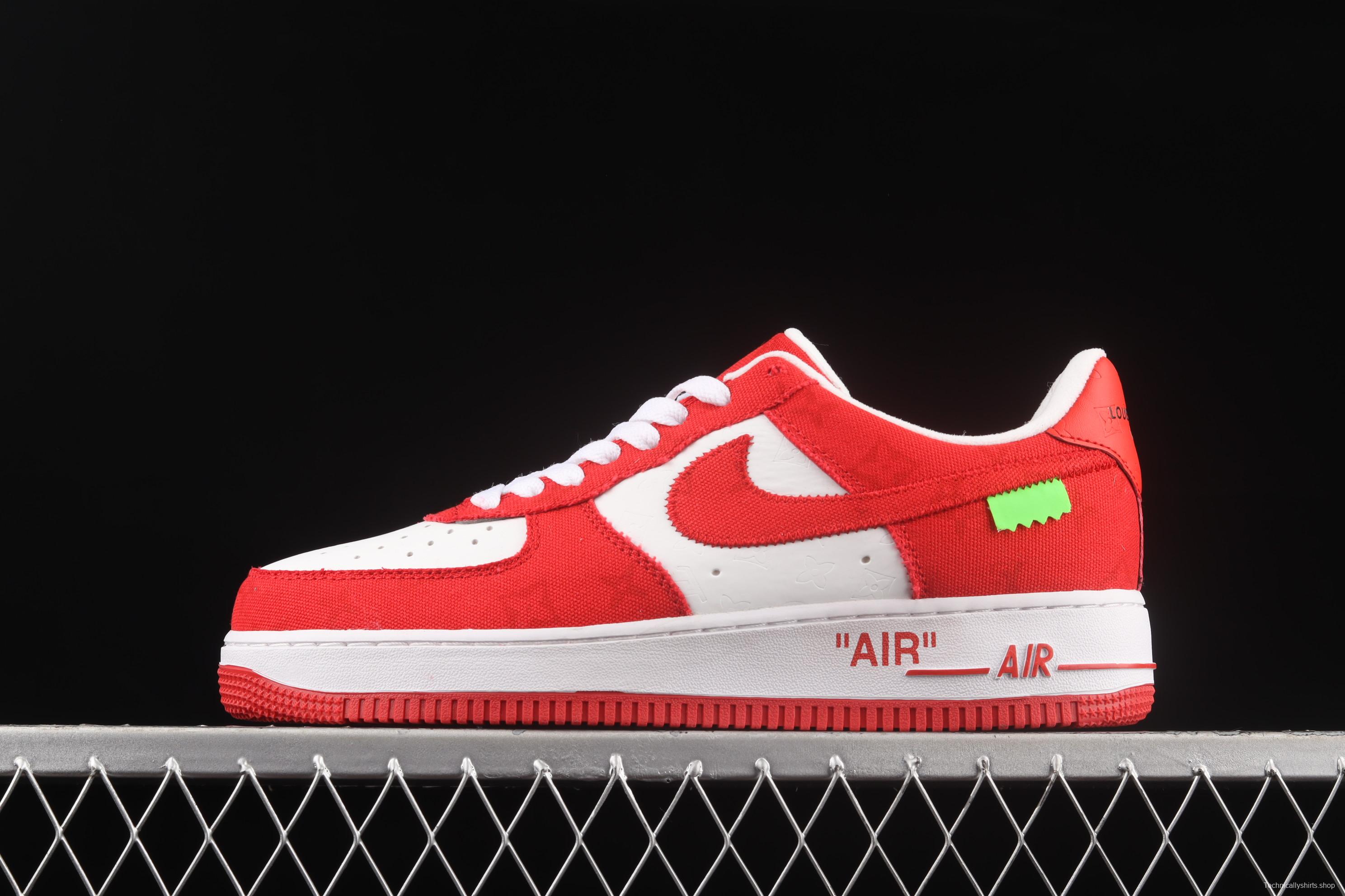 NIKE Air Force 1x07 Low LV printed canvas spliced low-top casual board shoes LA2314-102,