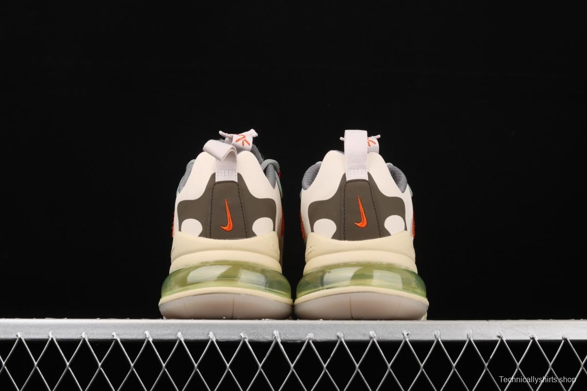 Travis Scott x NIKE Air Max 270React joint style light cream barb white blue orange air cushion running shoes CV2414-200