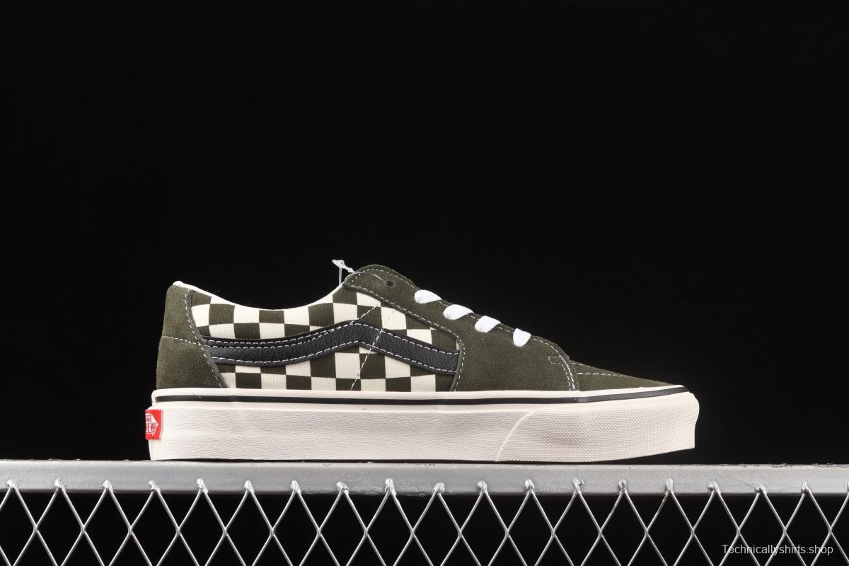 Vans Suede Sk8-Low light green checkerboard low-top casual board shoes VN0A4UUK2V5