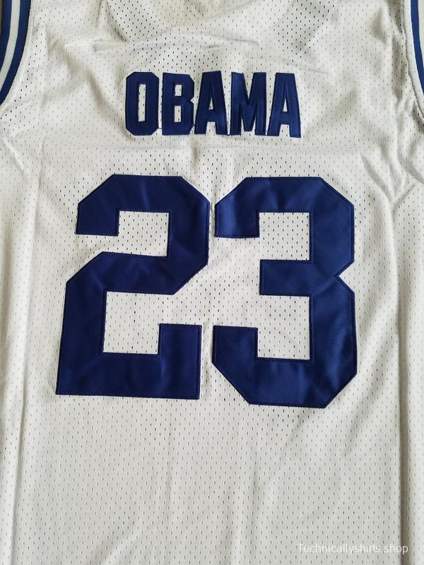 EJ Barack Obama 23 Punahou High White Basketbal Jersey