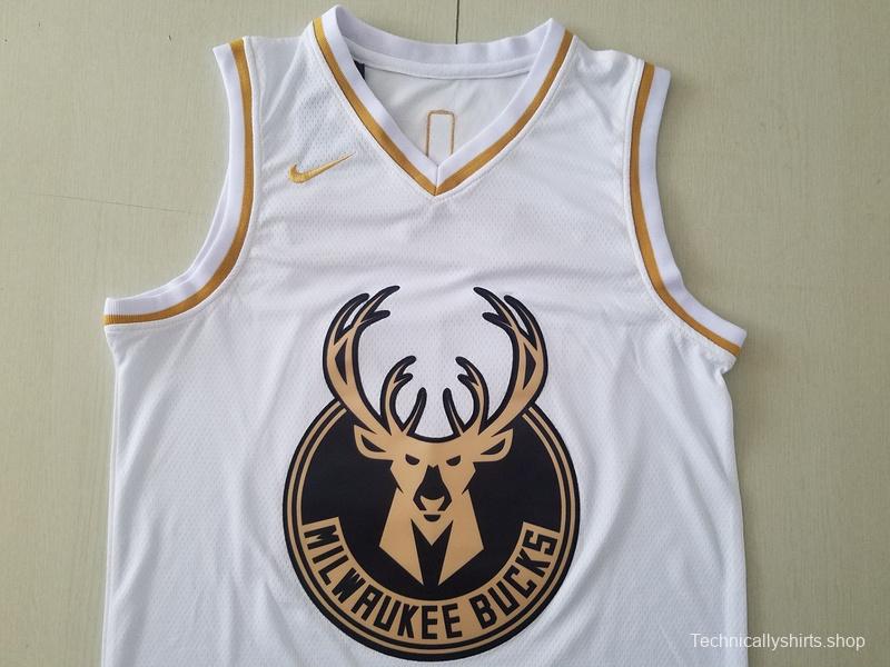 Giannis Antetokounmpo 34 White Golden Edition Jersey