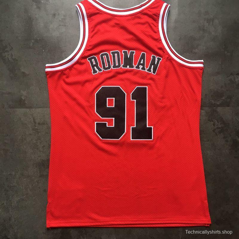 Men's Dennis Rodman Red Retro Classic Team Jersey