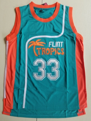 Flint Tropics 33 Jackie Moon Teal Basketball Jersey Semi Pro Team New