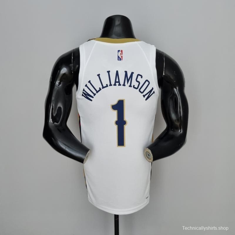 75th Anniversary New Orleans Pelicans Williamson#1 White NBA Jersey