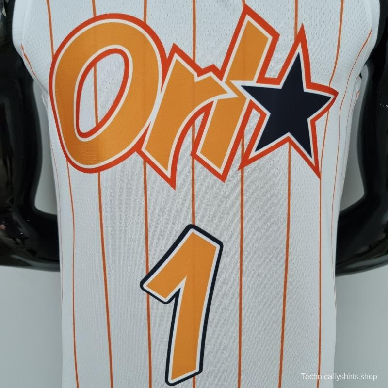 75th Anniversary Orlando Magic McGrady #1 White And Orange NBA Jersey