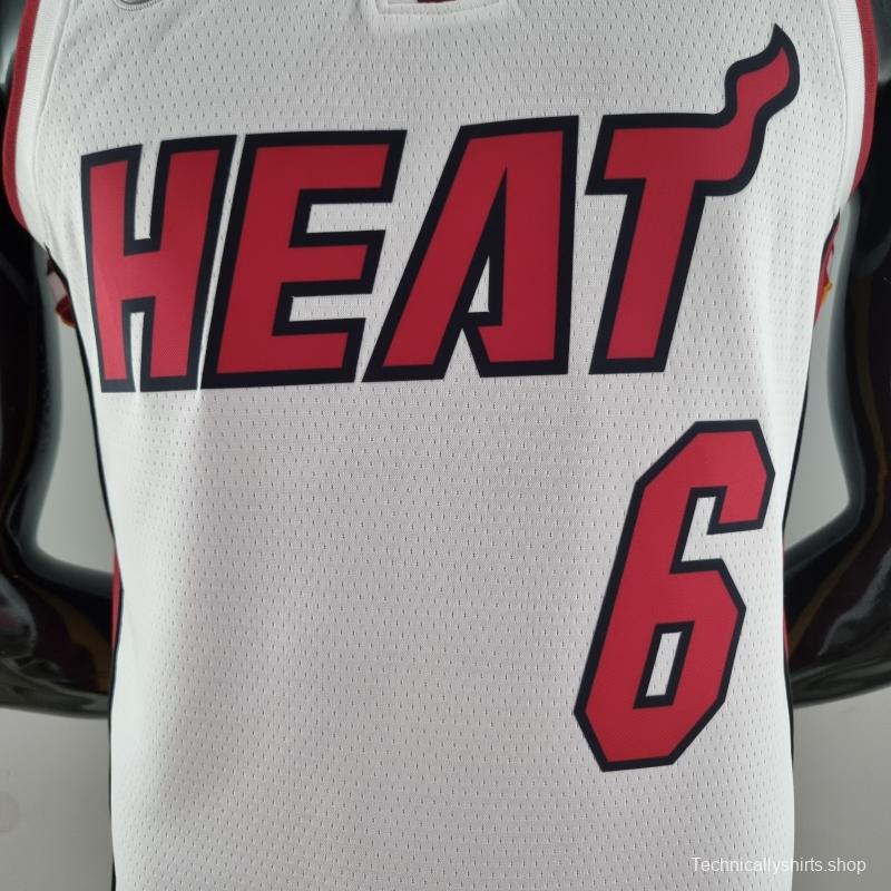 75th Anniversary Miami Heat JAMES #6 White NBA Jersey