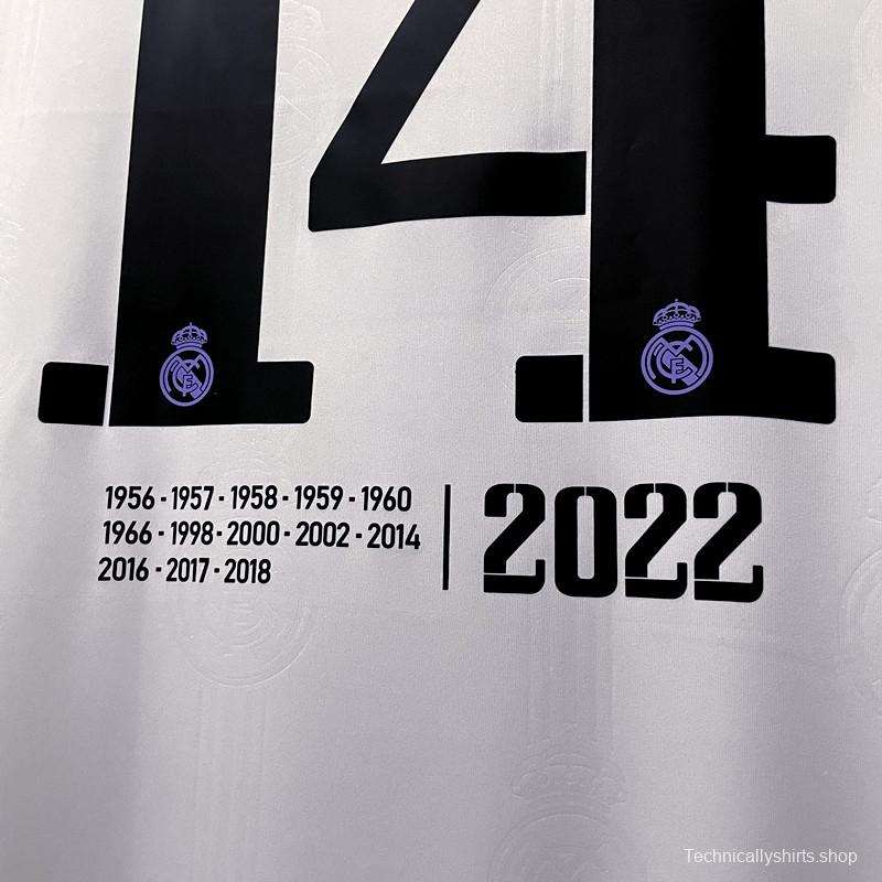 22/23 Real Madrid Home 14 Champions League Winner Soccer Jersey