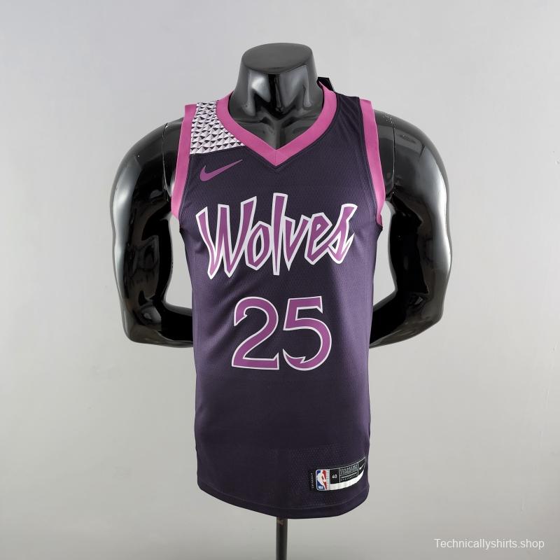 Minnesota Timberwolves ROSE#25 Black And Purple NBA Jersey