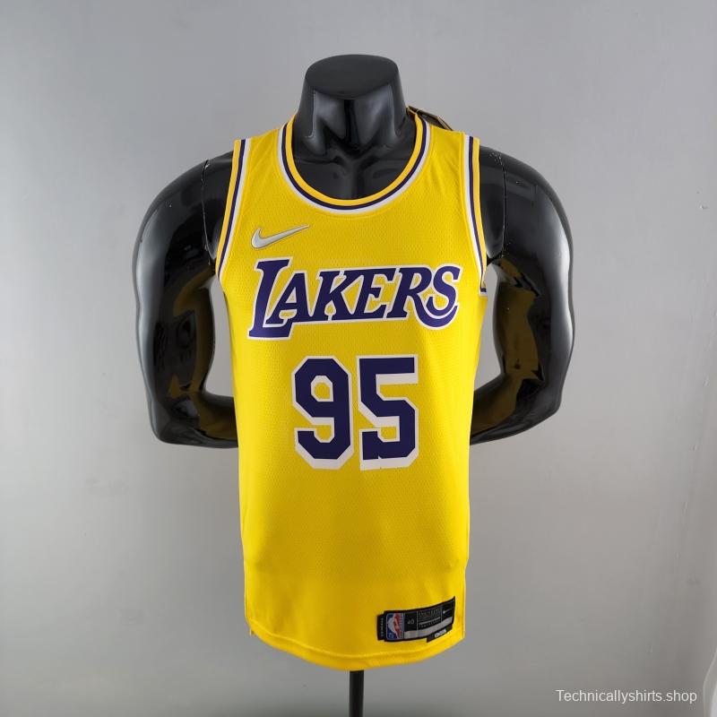 75th Anniversary TOSCANO #95 Los Angeles Lakers Yellow NBA Jersey