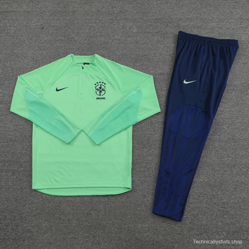 2022 Brazil Green Half Zipper Tracksuit