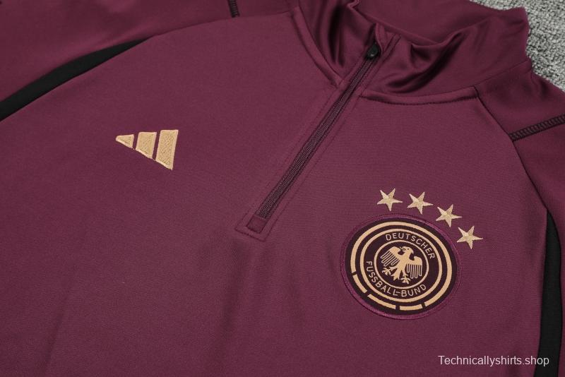 2022 Germany Wine Half Zipper Tracksuit