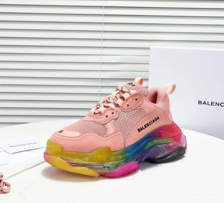 Men/Women Balenciaga Triple S MutiColor Clear Sole Pink Sneaker Item 6380400