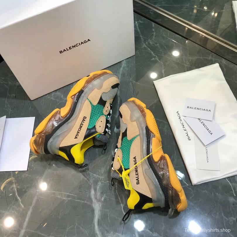 Men/Women Balenciaga Triple S MutiColor Clear Sole Khaki/Green Item Sneaker 6380380