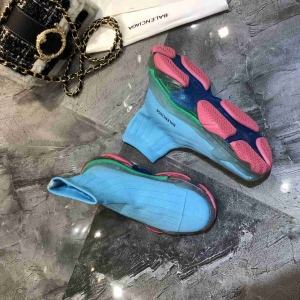 Men/Women Balenciaga Speed Blue Pink Sole Item 6380330