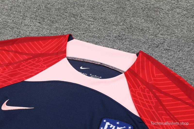 23-24 Atletico Madrid Navy Red Short Sleeve+Shorts