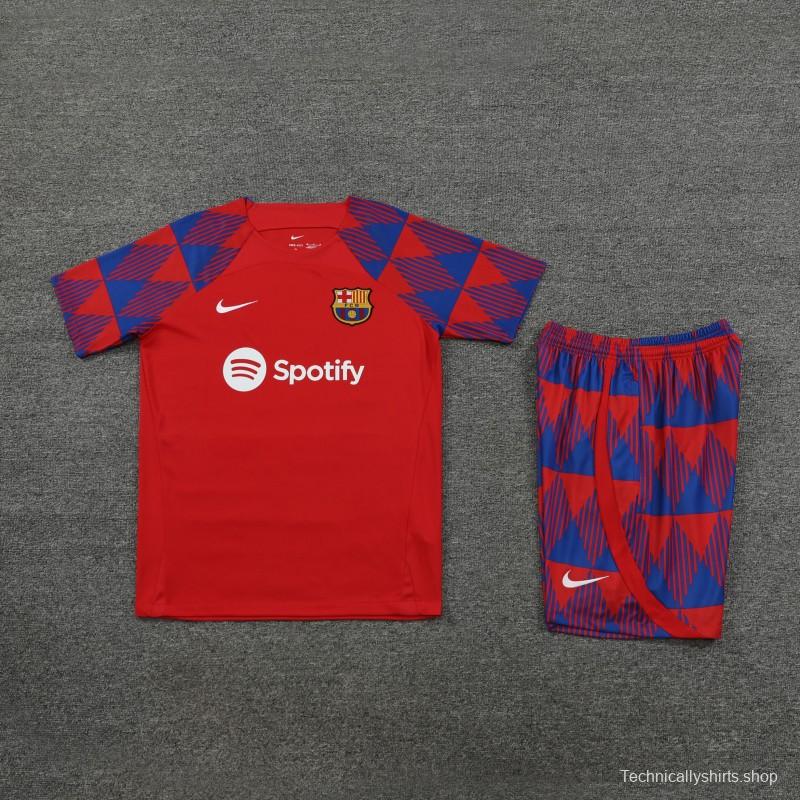 23-24  Barcelona Red Short Sleeve Jersey+Shorts