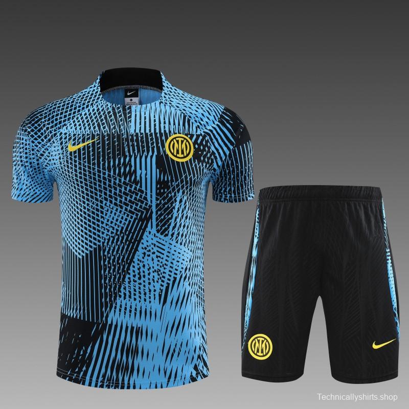 23 24 Inter Milan Black Blue Short Sleeve+Shorts