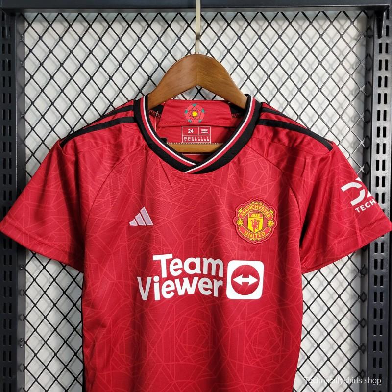 23-24 Kids Manchester United Home Jersey