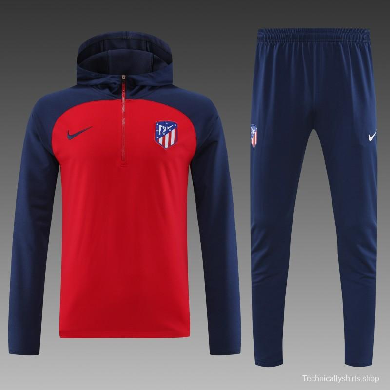 23/24 Atletico Madrid Red/Navy Half Zipper Jacket+ Pants