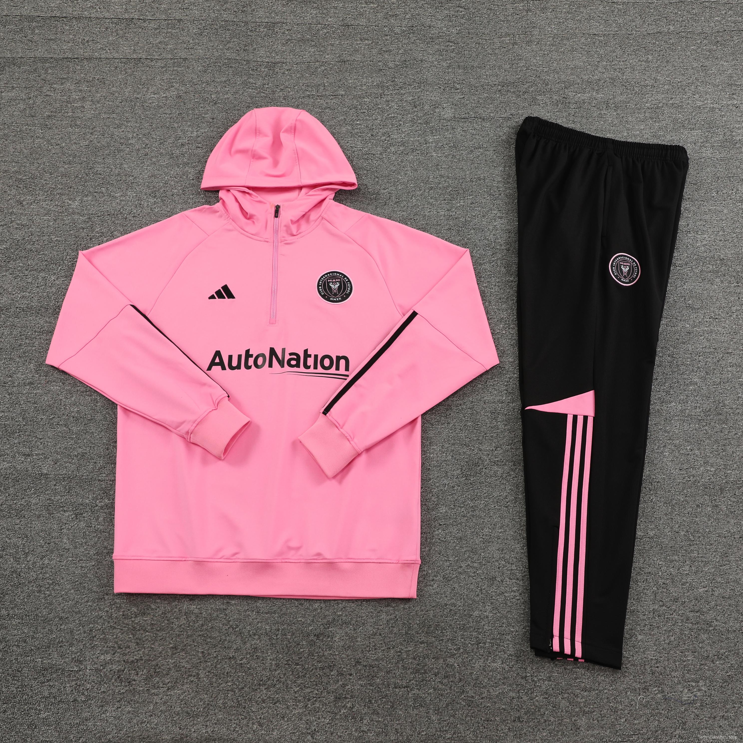 23/24 Inter Miami Pink Half Zipper Hoodie Jacket+Pants