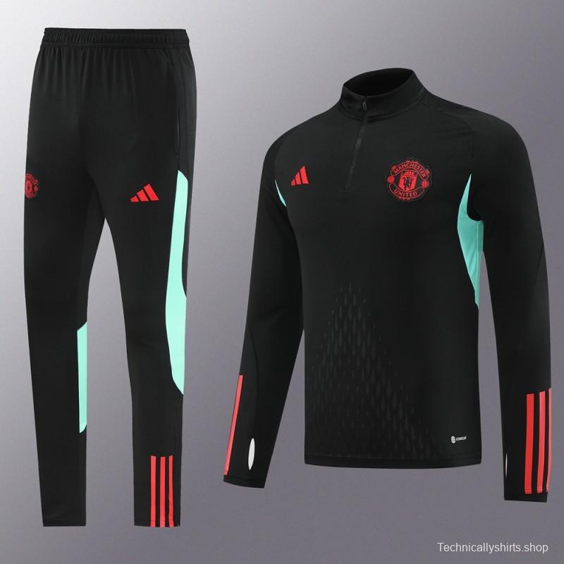 23/24 Manchester United Black Half Zipper Jacket+Pants