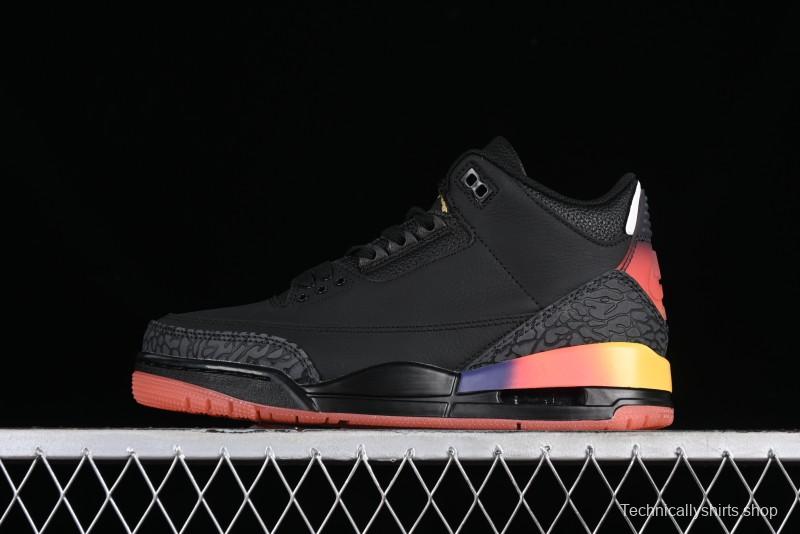 Nike Air Jordan 3 Retro "Rio" Collaboration Sneakers with Gradient Heel and J Balvin Logo - FN0344-001