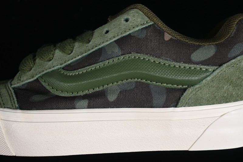 Vans Classics Knu Skool Camo Army Green Chunky Tongue Platform Sneakers - VN0007QC0WD