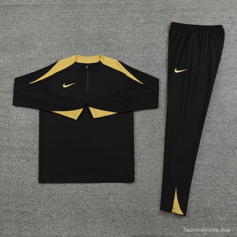 24/25 Nike Black/Golden Half Zipper Jacket+Long Pants