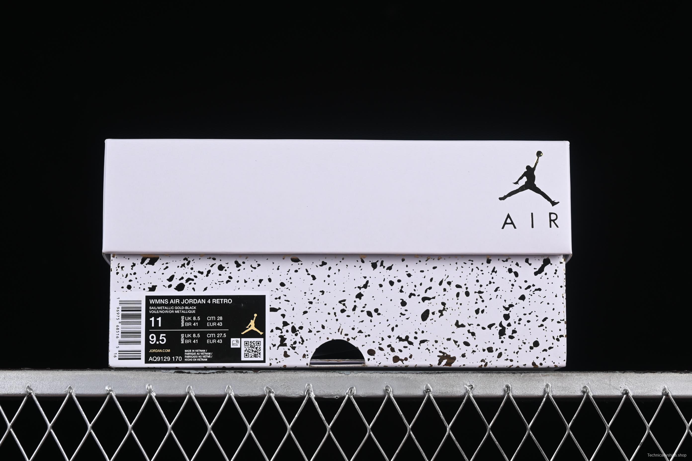 Nike Air Jordan 4 Retro Metallic Gold Basketball Shoes - AQ9129-170