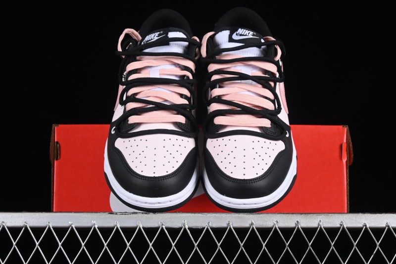 Nike Dunk Low Custom Deconstructed Strap Casual Sneakers in Black Pink - CW1590-100