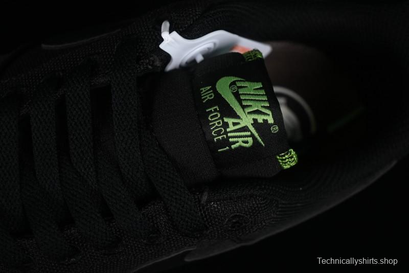 Nike Air Force 1 '07 Low Black Green Canvas Casual Sneakers - FJ4160-001