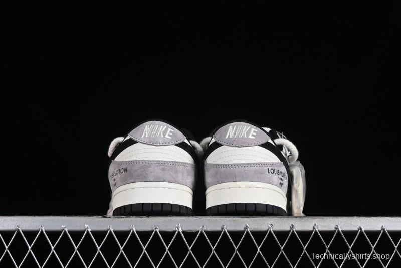 Nike SB Dunk Low LV Collaboration - Grey Pigskin Print Anniversary High-End Custom Low-Top Casual Sneakers - SJ2068-232