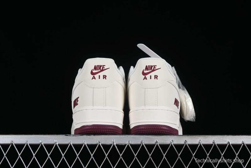 Nike Air Force 1 '07 Low "NIKE" Triple Swoosh Series White Wine Red Classic Casual Sneakers - TV2306-258