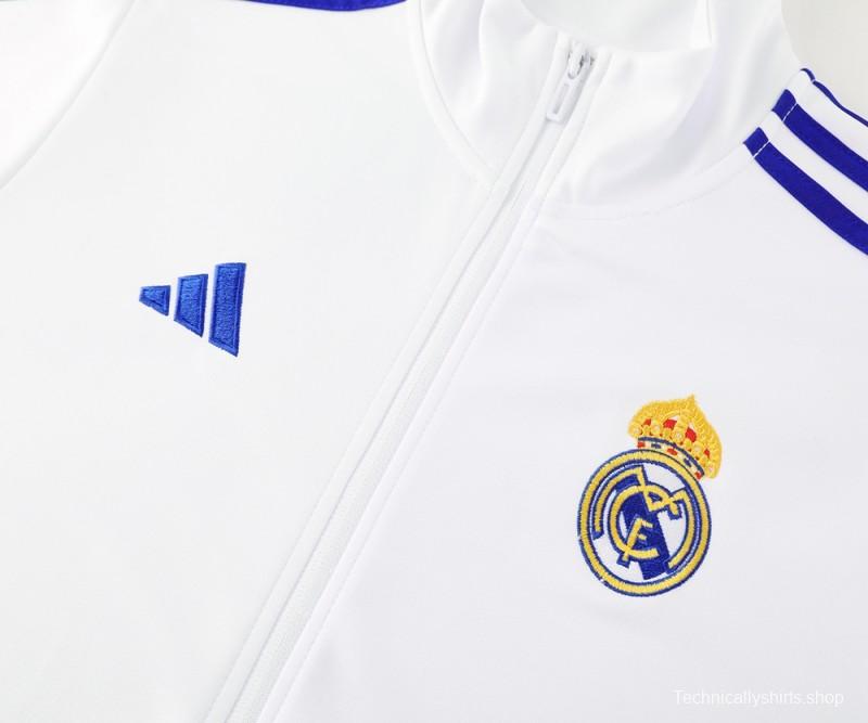 24/25 Real Madrid White Full Zipper Jacket +Long Pants