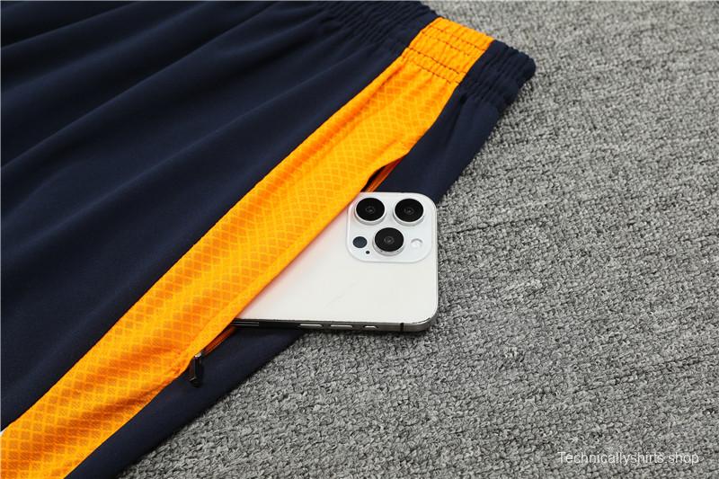 24/25 Real Madrid Light Blue/Navy/Orange Half Zipper Jacket+Long Pants