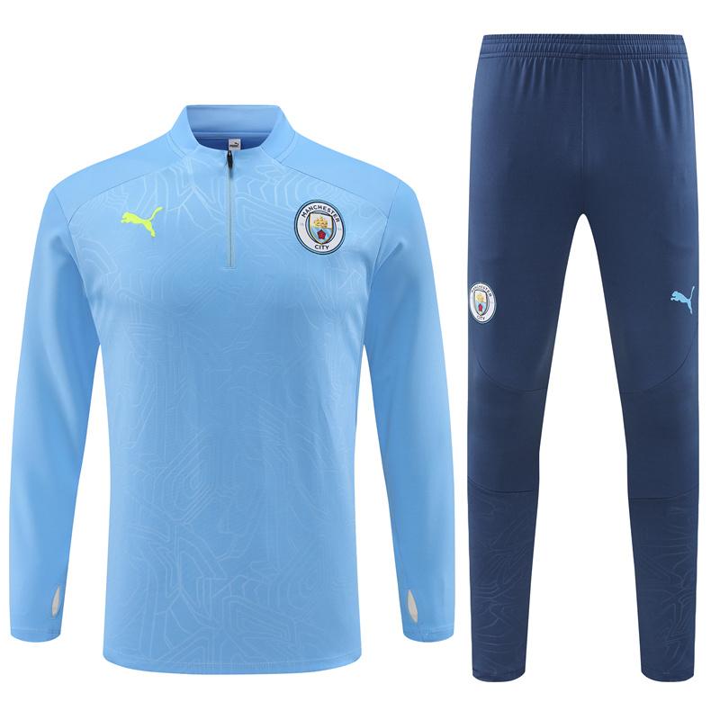 24/25 Manchester City Sky Blue Half Zipper Jacket+Long Pants